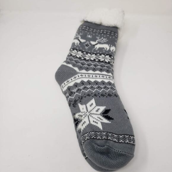 NEW! Rooted Soul Clothing Co Slipper Socks Grey Alpine Faux Fur OSFA - Picture 4 of 4